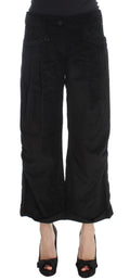 Ermanno Scervino Black Velvet and Cotton Capri Bootcut Trousers
