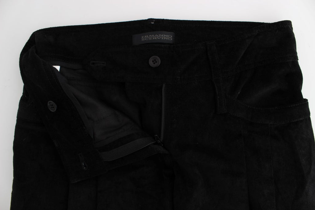 Ermanno Scervino Black Velvet and Cotton Capri Bootcut Trousers
