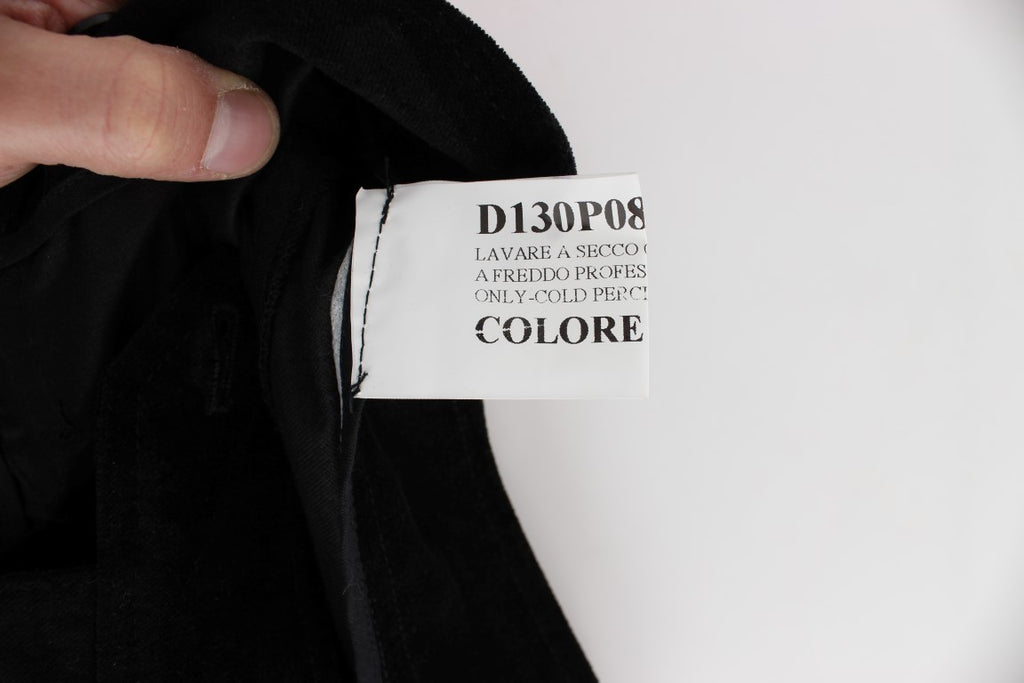 Ermanno Scervino Black Velvet and Cotton Capri Bootcut Trousers