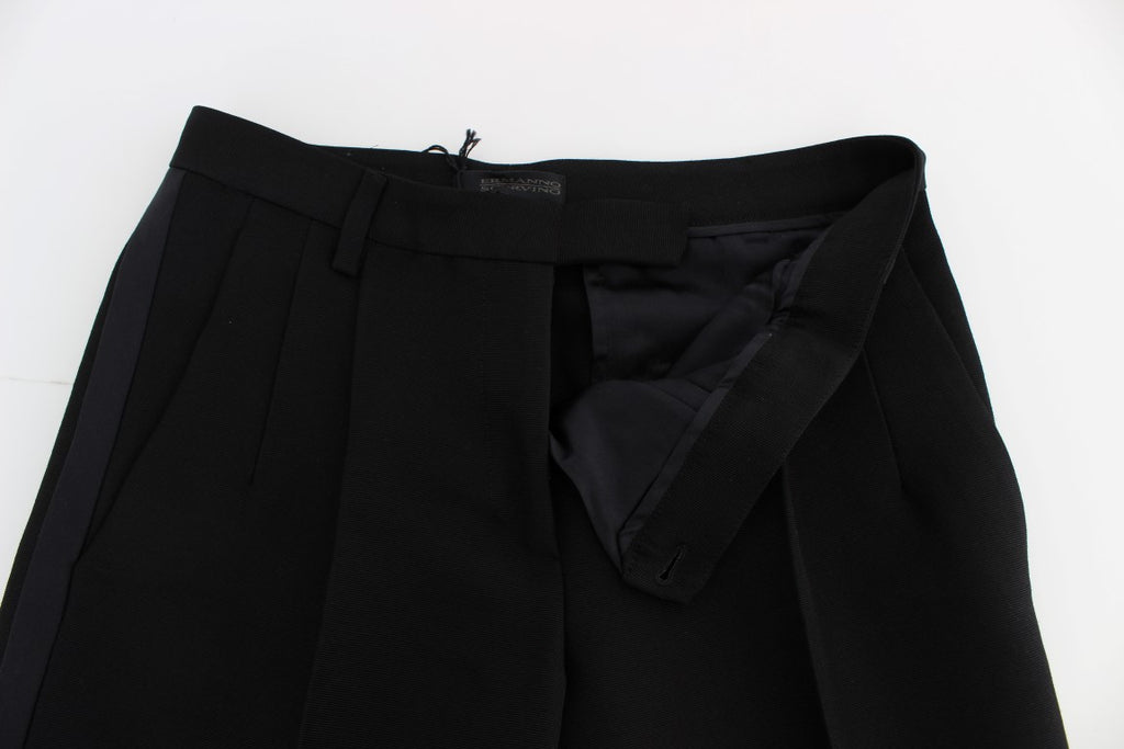 Ermanno Scervino Black striped wide-leg cotton blend trousers