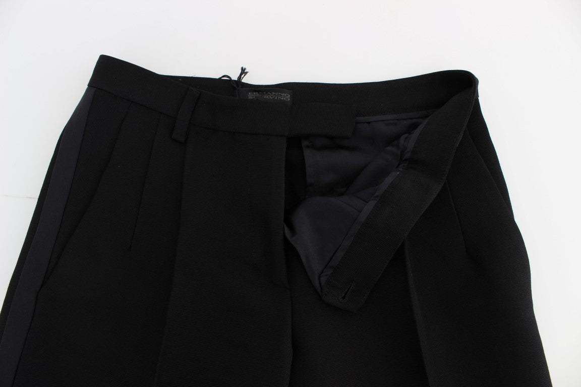Ermanno Scervino Black striped wide-leg cotton blend trousers