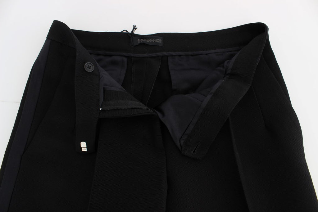 Ermanno Scervino Black striped wide-leg cotton blend trousers