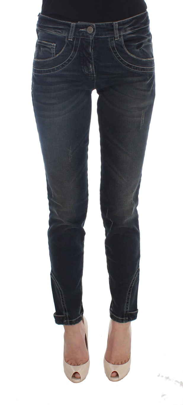 Ermanno Scervino Blue Slim Fit Cotton Blend Jeans