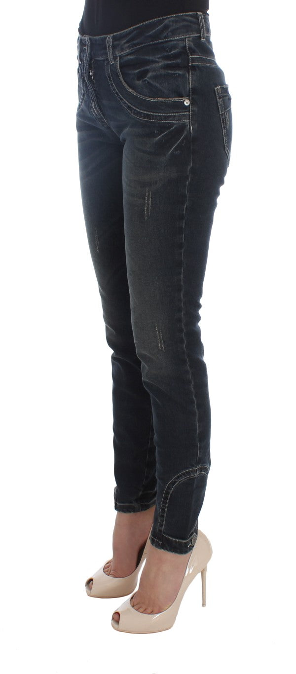 Ermanno Scervino Blue Slim Fit Cotton Blend Jeans
