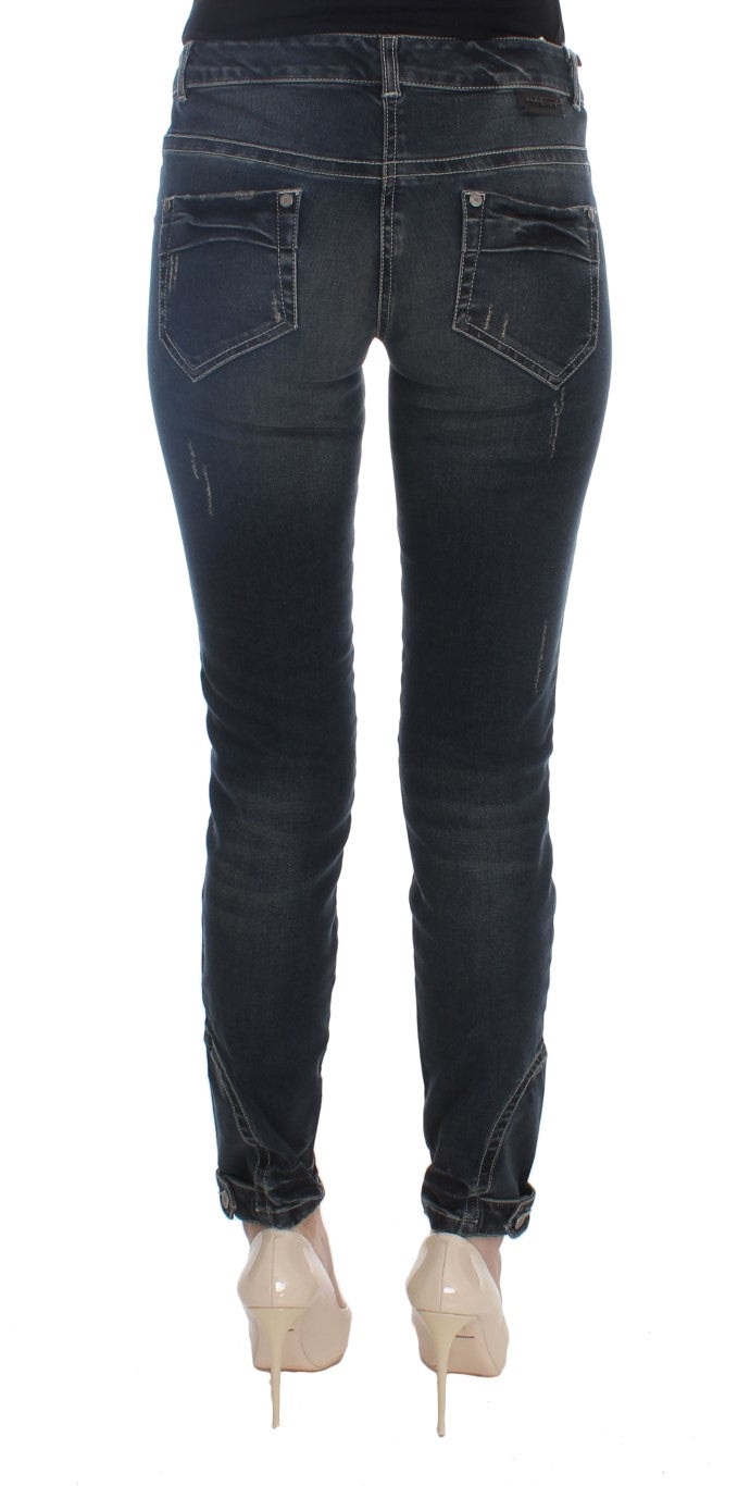 Ermanno Scervino Blue Slim Fit Cotton Blend Jeans