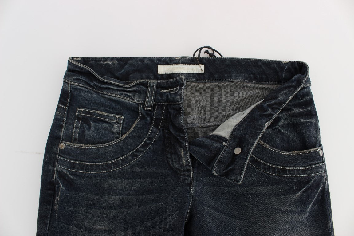 Ermanno Scervino Blue Slim Fit Cotton Blend Jeans
