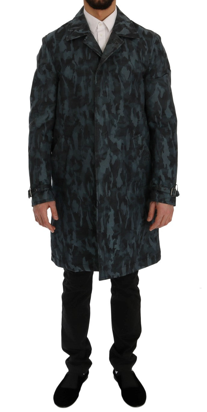 Dolce & Gabbana Blauer Tarnfarben-Graben Trench
