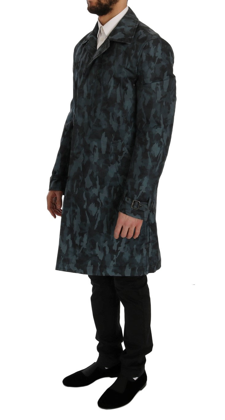 Dolce & Gabbana Blauer Tarnfarben-Graben Trench
