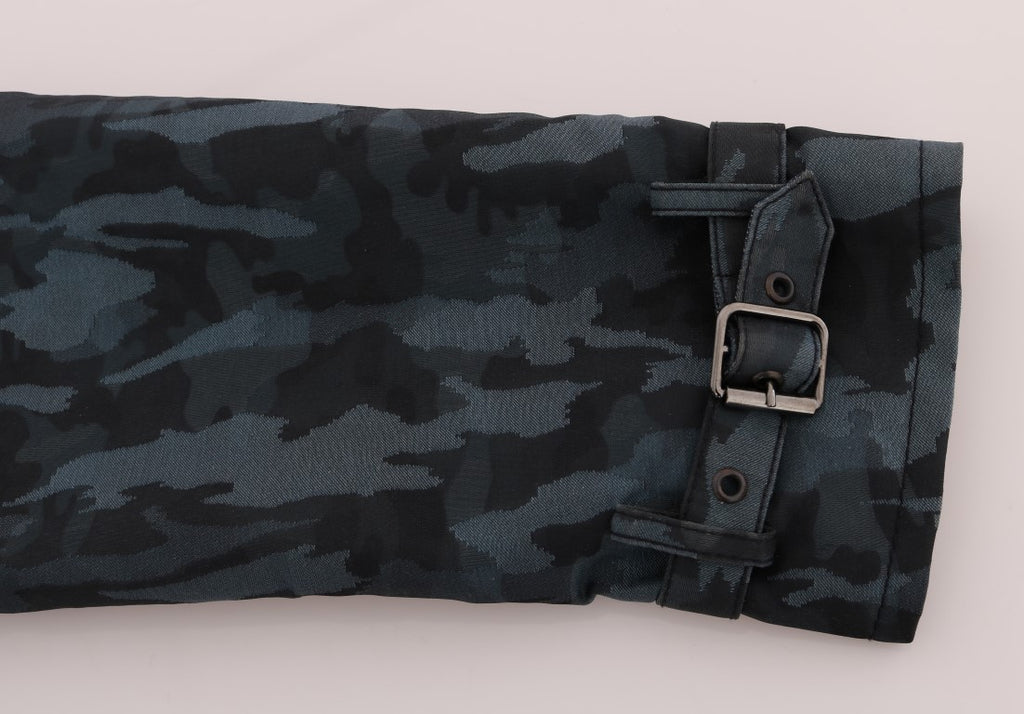 Dolce & Gabbana Blauer Tarnfarben-Graben Trench