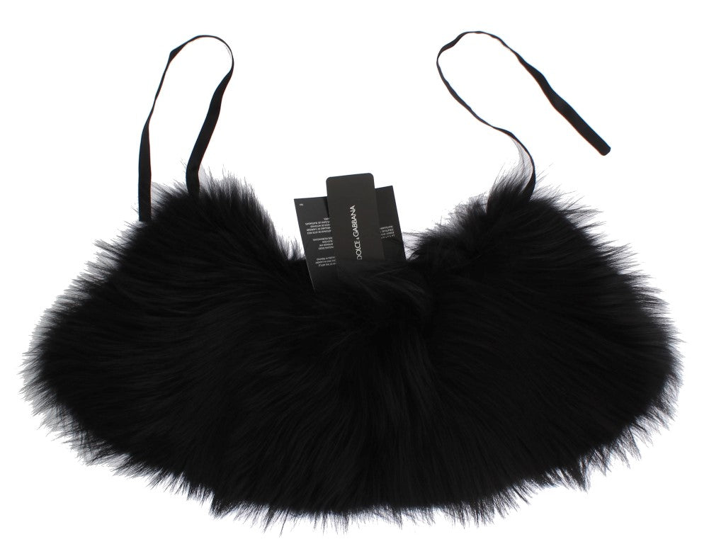 Dolce & Gabbana Schwarzer Fuchspelz-Kragenschal