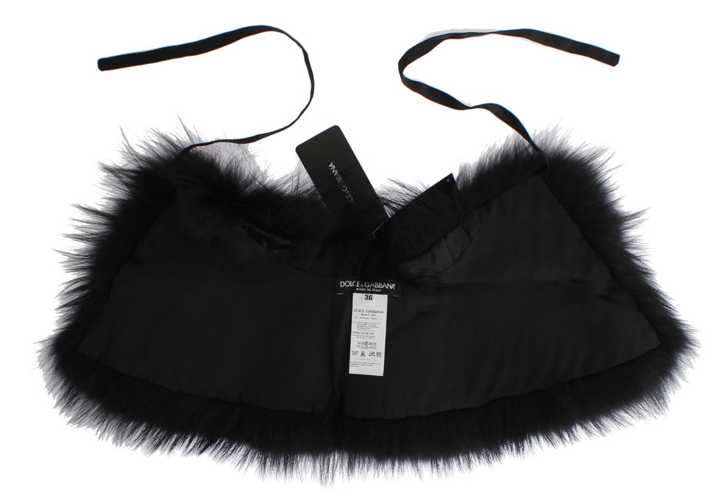 Dolce & Gabbana Schwarzer Fuchspelz-Kragenschal