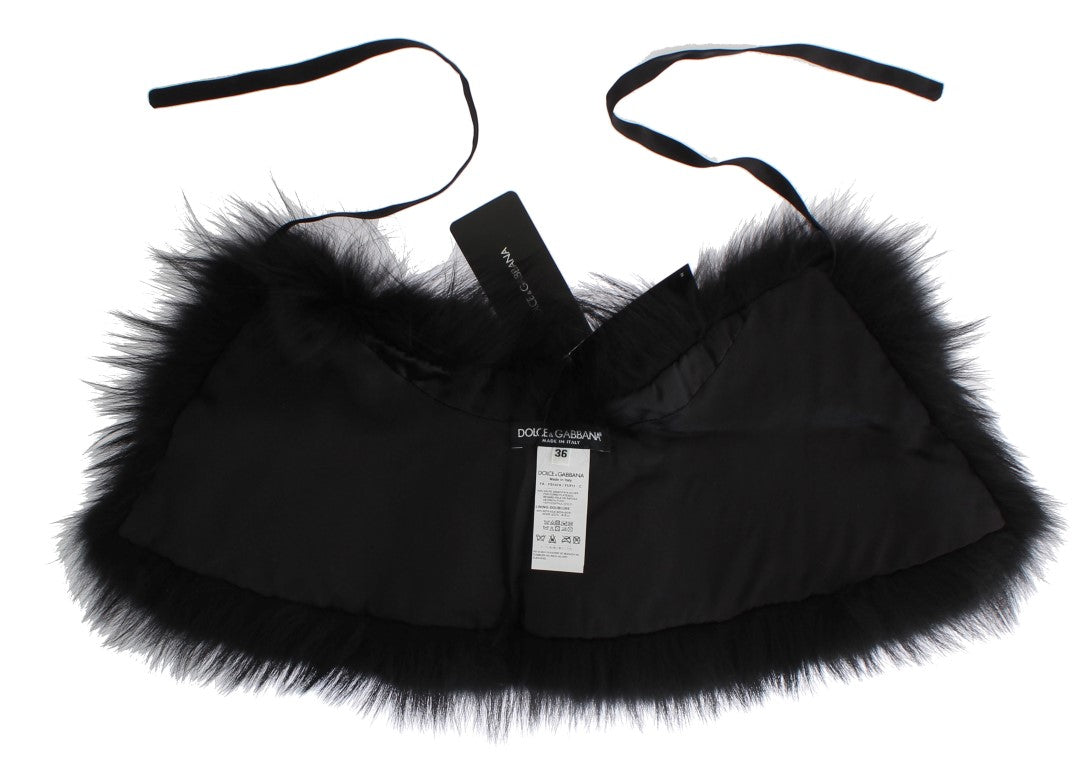 Dolce & Gabbana Schwarzer Fuchspelz-Kragenschal