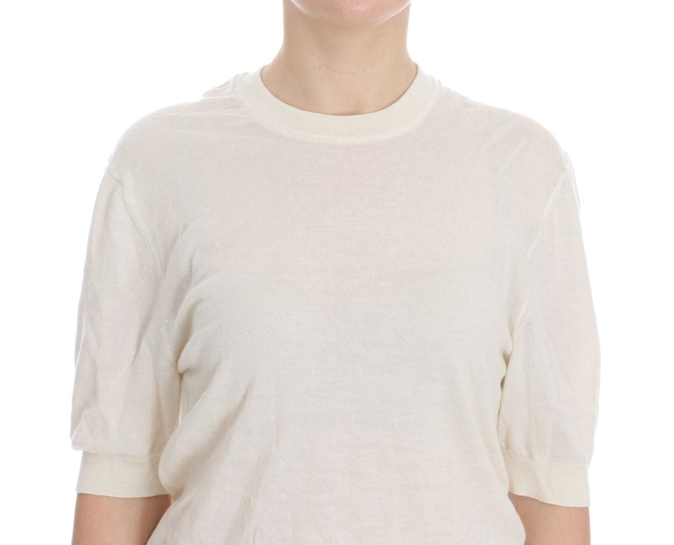 Dolce & Gabbana Weißer Pullover aus 100% Kaschmir