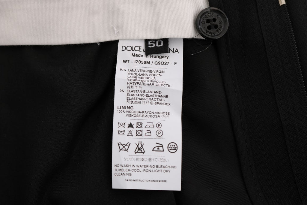 Dolce & Gabbana Schwarz gestreifte Woll-Stretch-Hose