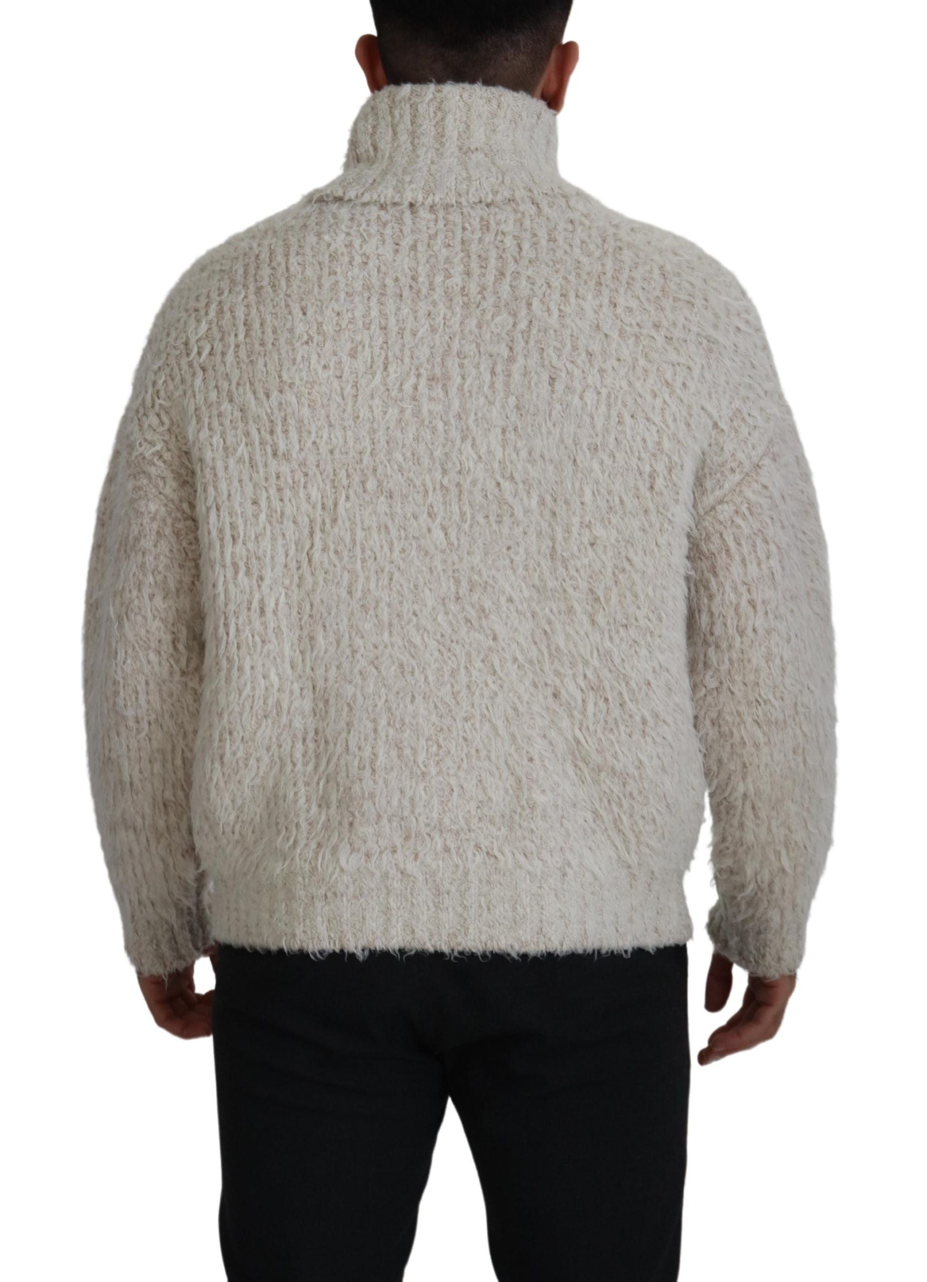 Dolce & Gabbana cream wool knit turtleneck sweater