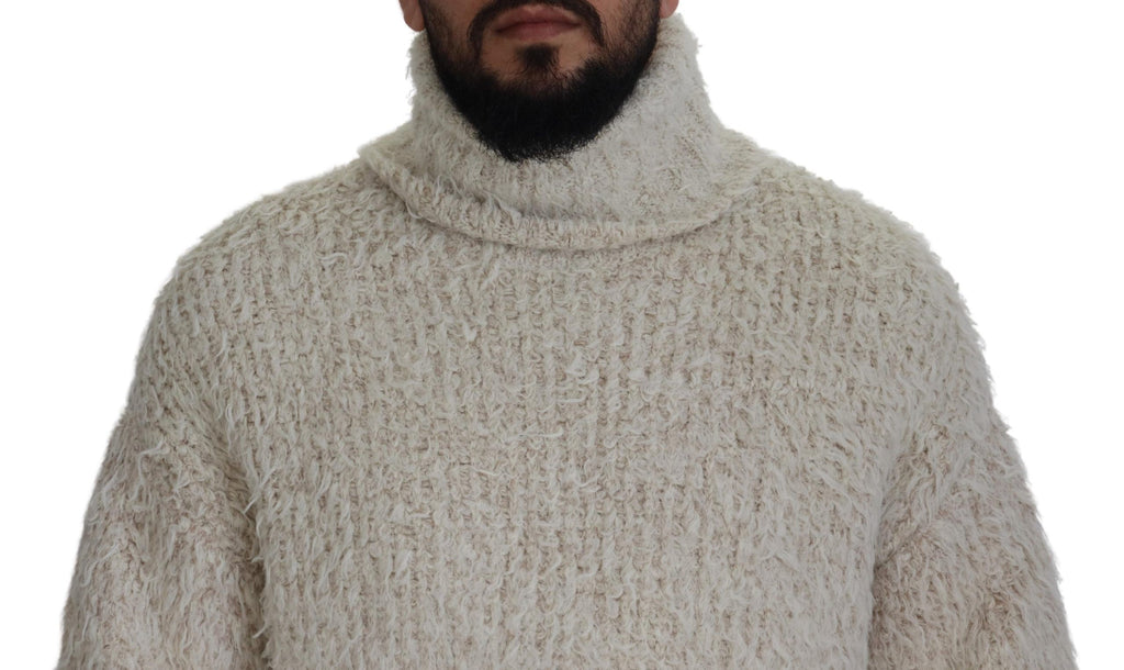 Dolce & Gabbana cream wool knit turtleneck sweater