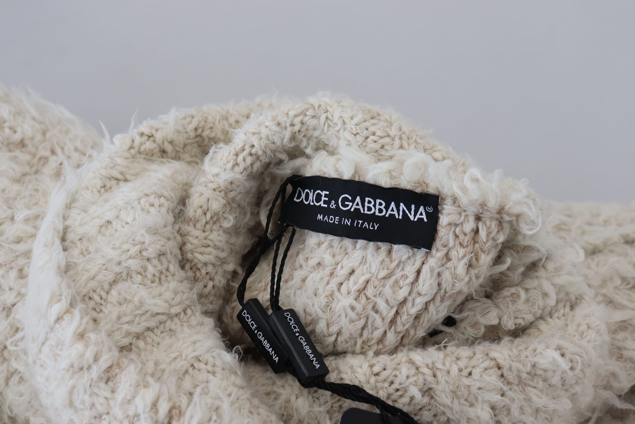 Dolce & Gabbana cream wool knit turtleneck sweater