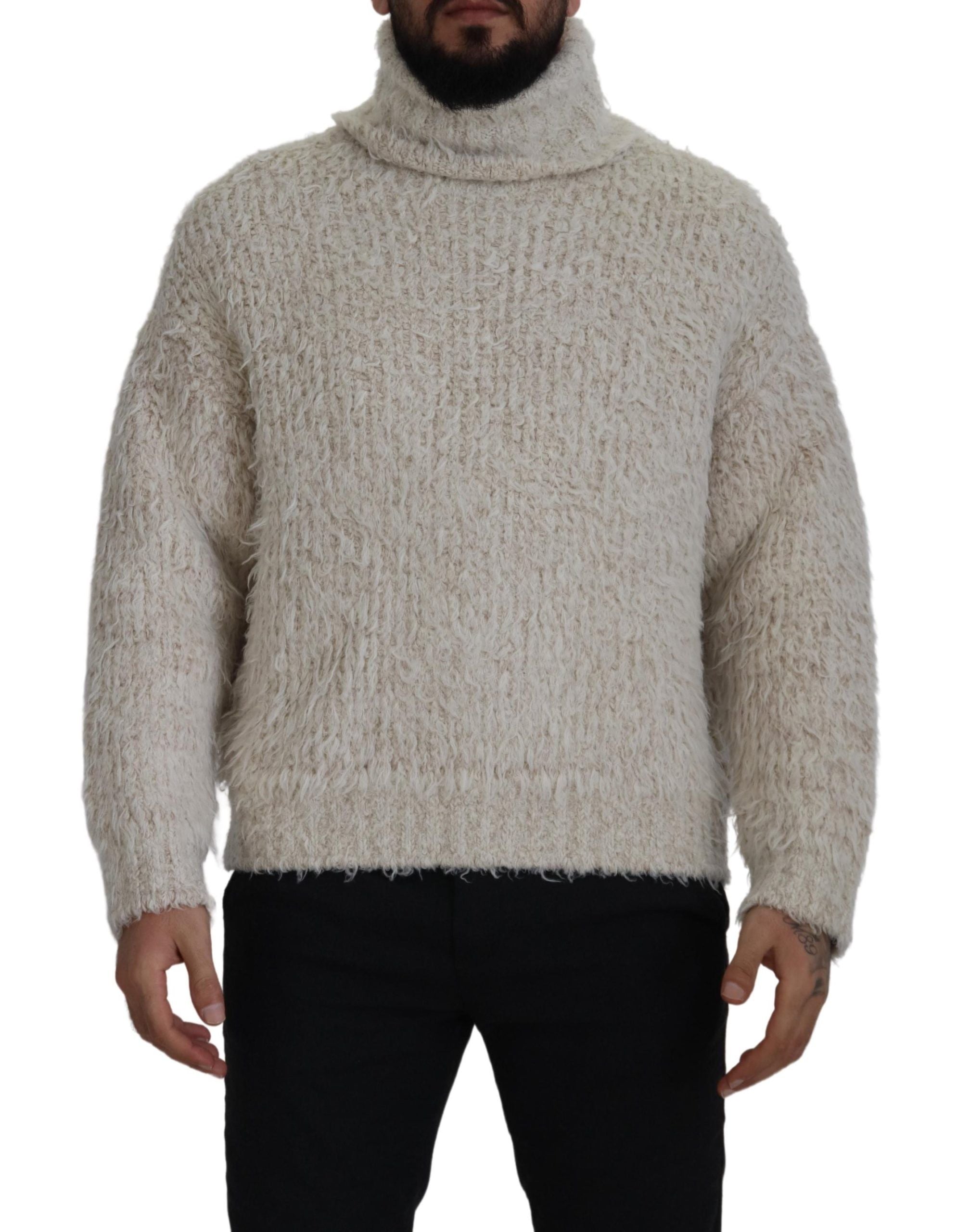 Dolce & Gabbana cream wool knit turtleneck sweater