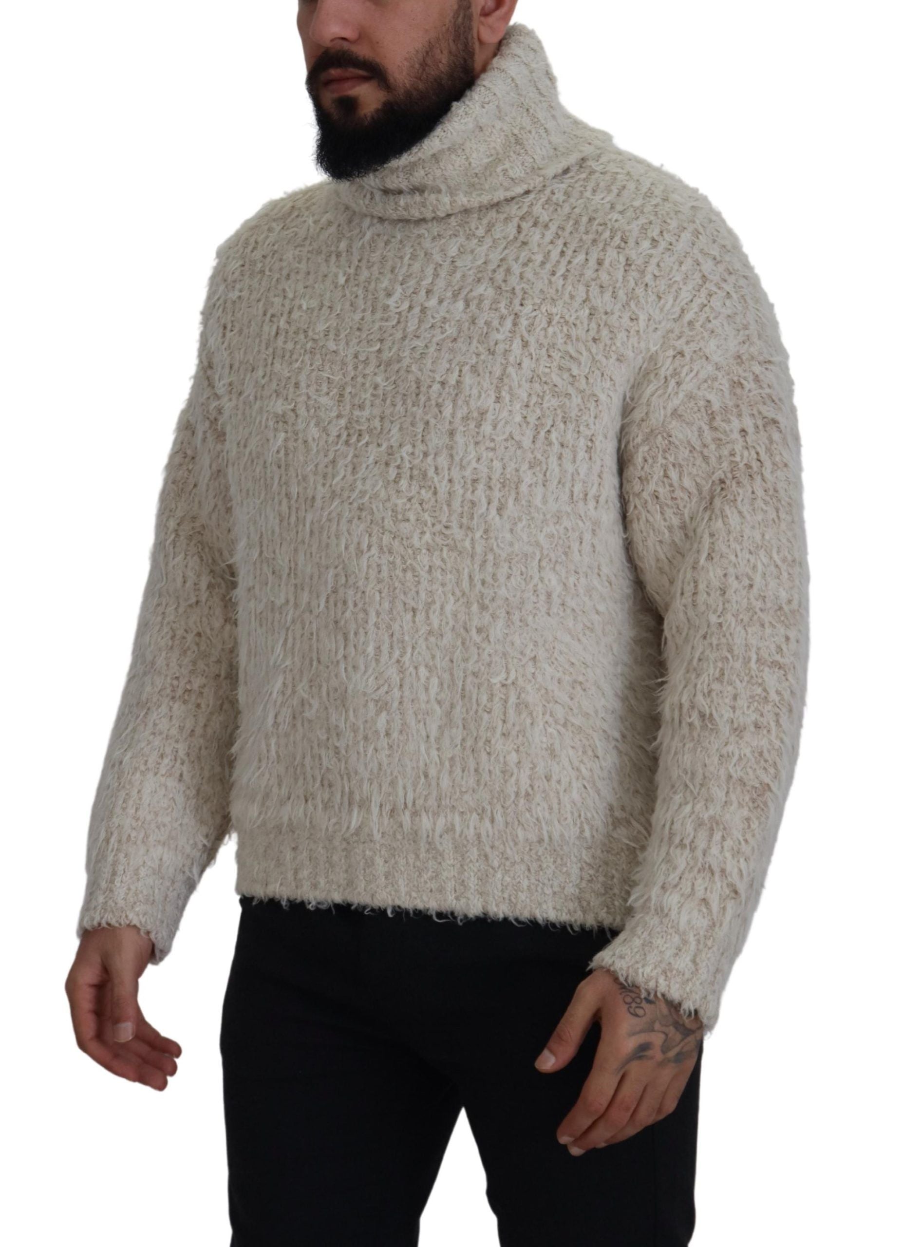 Dolce & Gabbana cream wool knit turtleneck sweater
