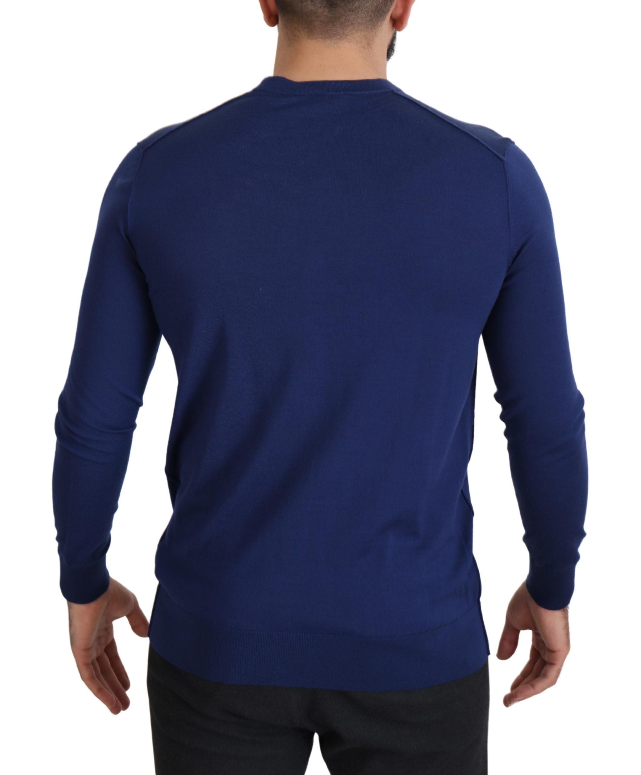 Dolce & Gabbana Blue V-Neck Wool Cardigan with Button Placket