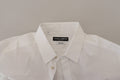 Dolce & Gabbana Weißes Baumwolle Pfauenfeder Formales GOLD Hemd