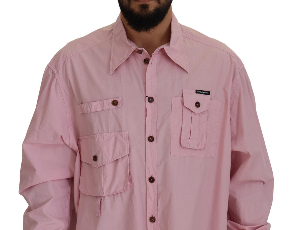Dolce & Gabbana Rosa lässiges Button Down Hemd mit langen Ärmeln