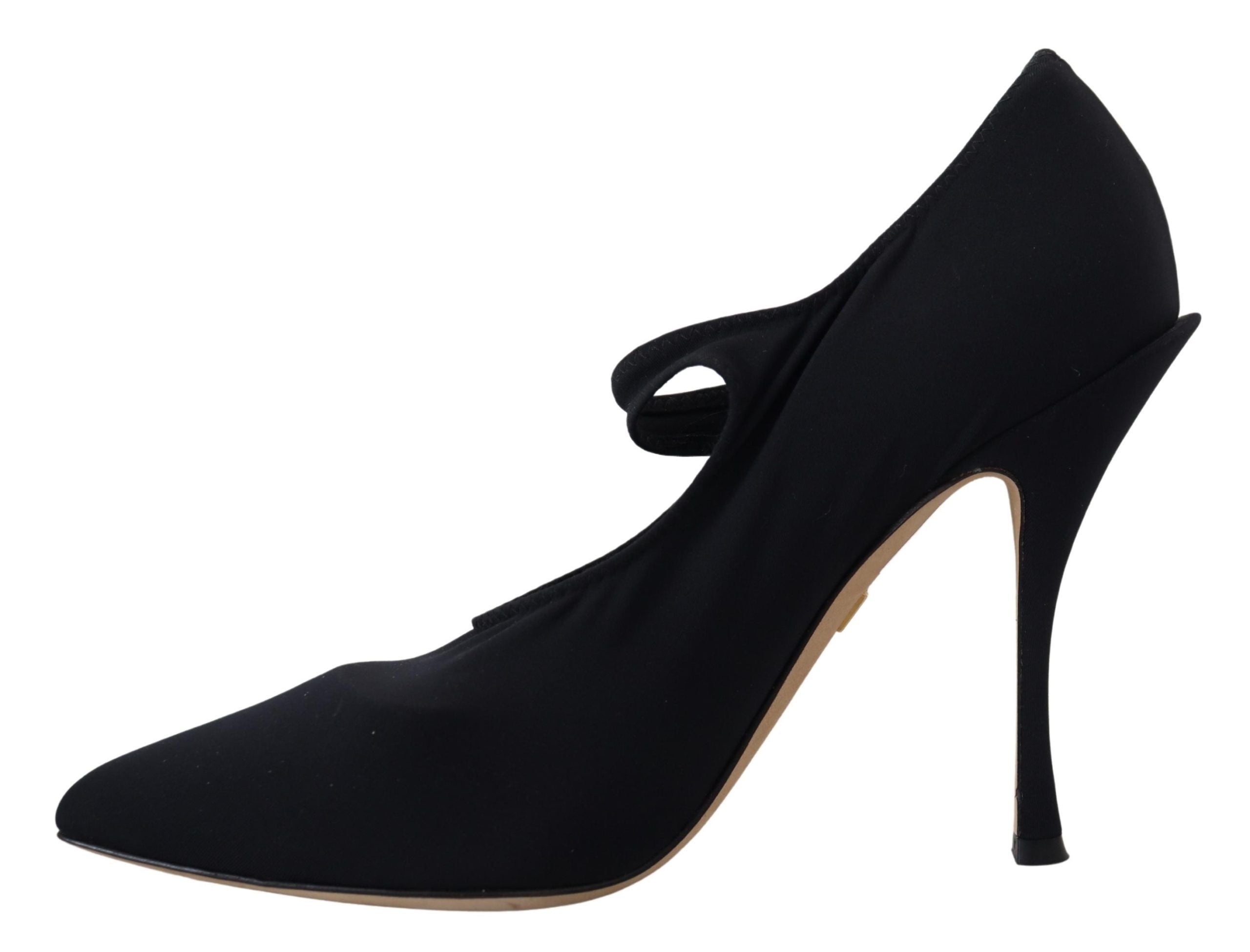 Dolce & Gabbana Black Sock Stretch Crystal Pumps Shoes