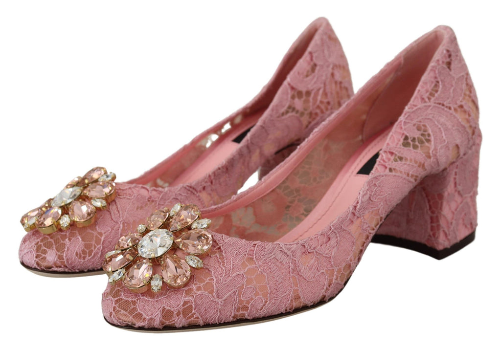 Dolce & Gabbana Rosa Taormina Lace Crystal Pumps Pastel Shoes