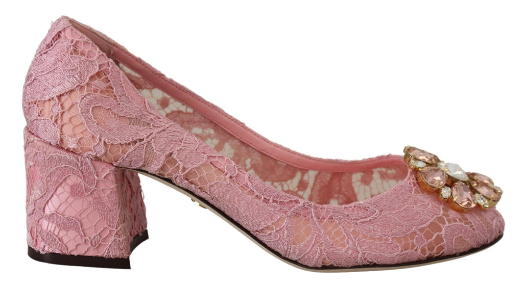 Dolce & Gabbana Rosa Taormina Lace Crystal Pumps Pastel Shoes
