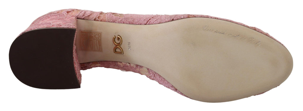 Dolce & Gabbana Rosa Taormina Lace Crystal Pumps Pastel Shoes