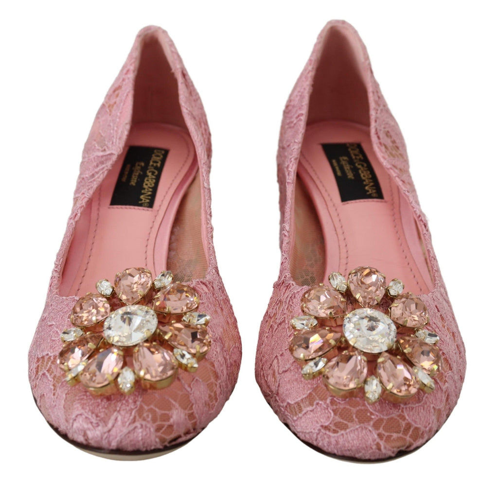 Dolce & Gabbana Rosa Taormina Lace Crystal Pumps Pastel Shoes