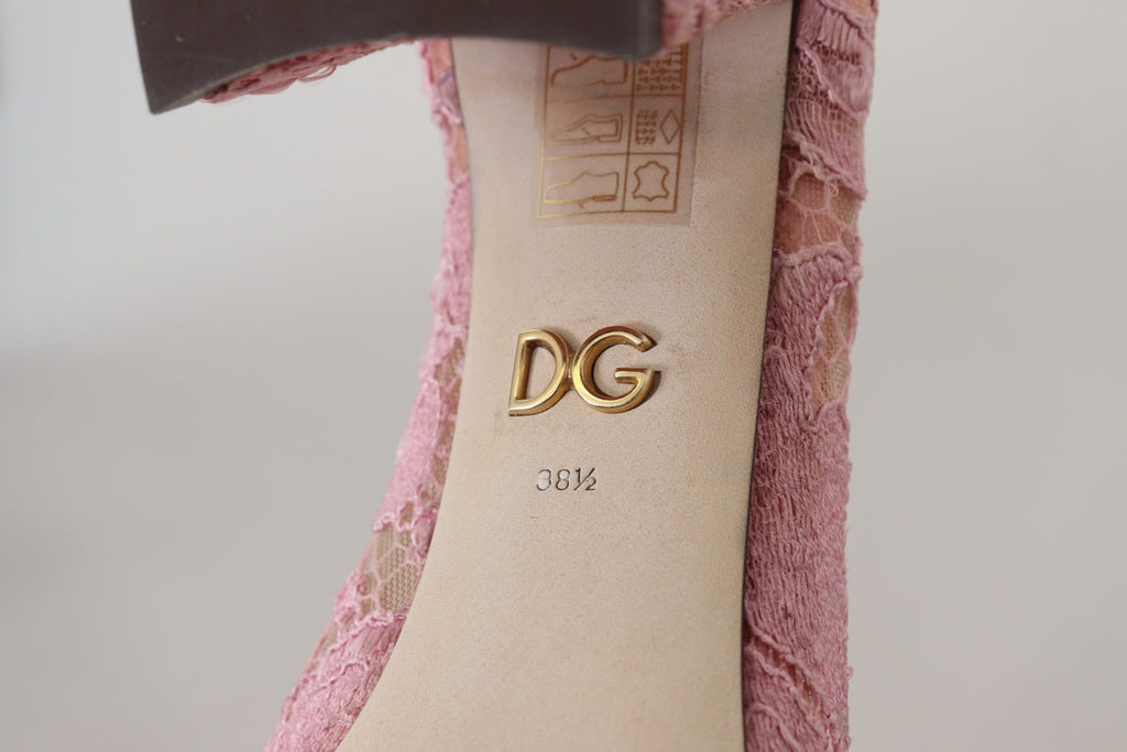 Dolce & Gabbana Rosa Taormina Lace Crystal Pumps Pastel Shoes