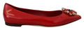 Dolce & Gabbana Rot Leder Kristalle Loafers Flats Schuhe
