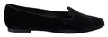 Dolce & Gabbana Black Velvet Slip On Loafers Flats Shoes