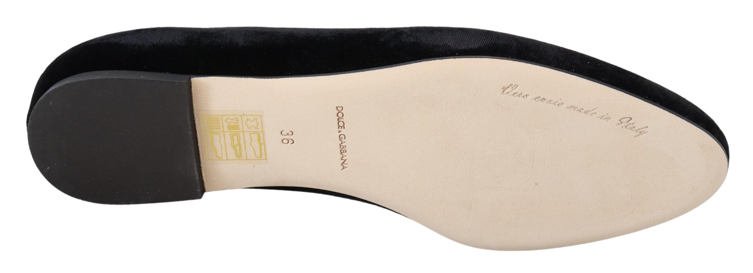 Dolce & Gabbana Black Velvet Slip On Loafers Flats Shoes