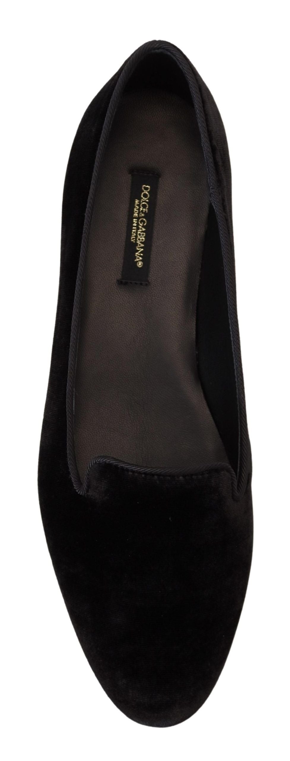 Dolce & Gabbana Black Velvet Slip On Loafers Flats Shoes