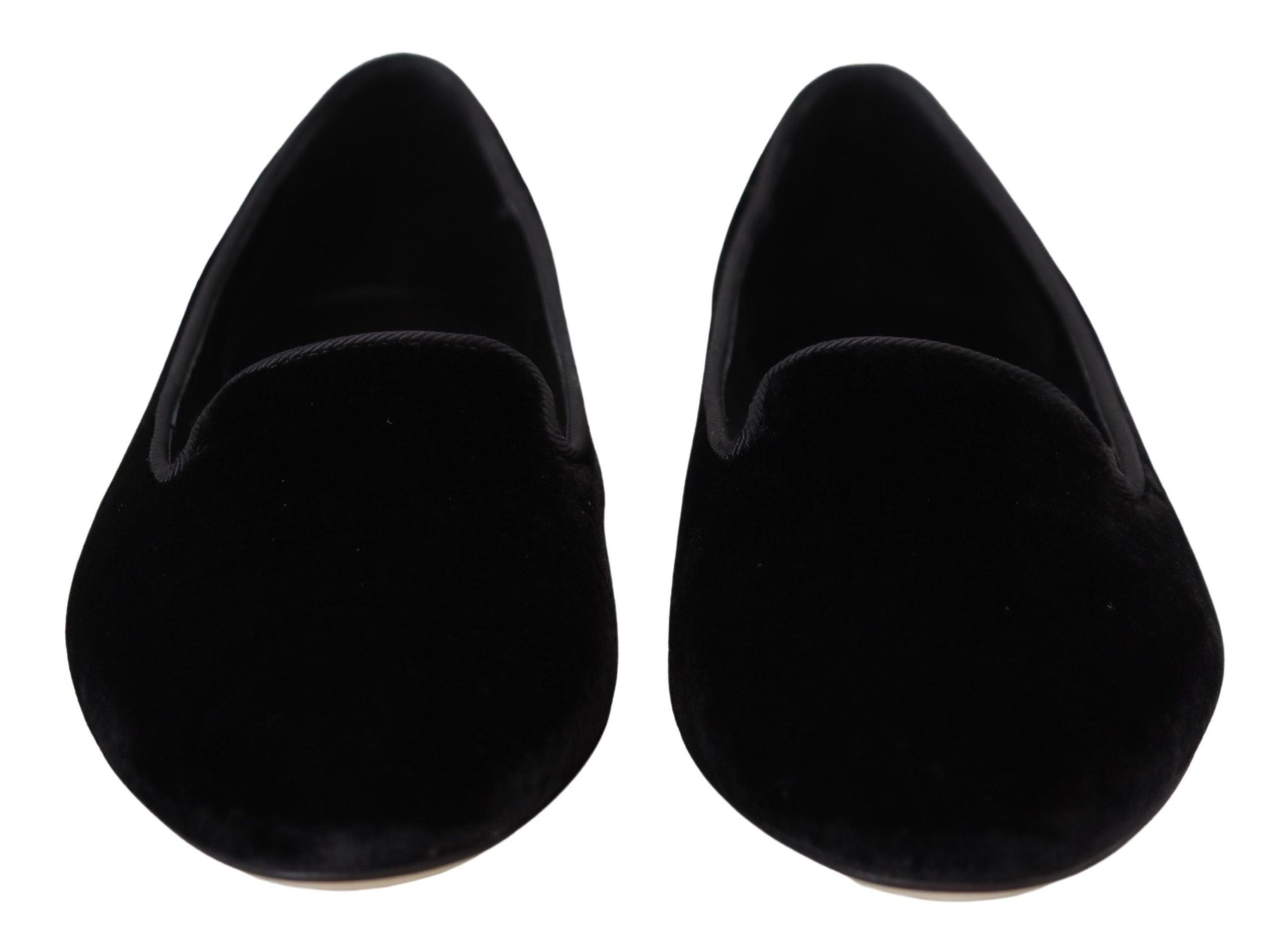 Dolce & Gabbana Black Velvet Slip On Loafers Flats Shoes
