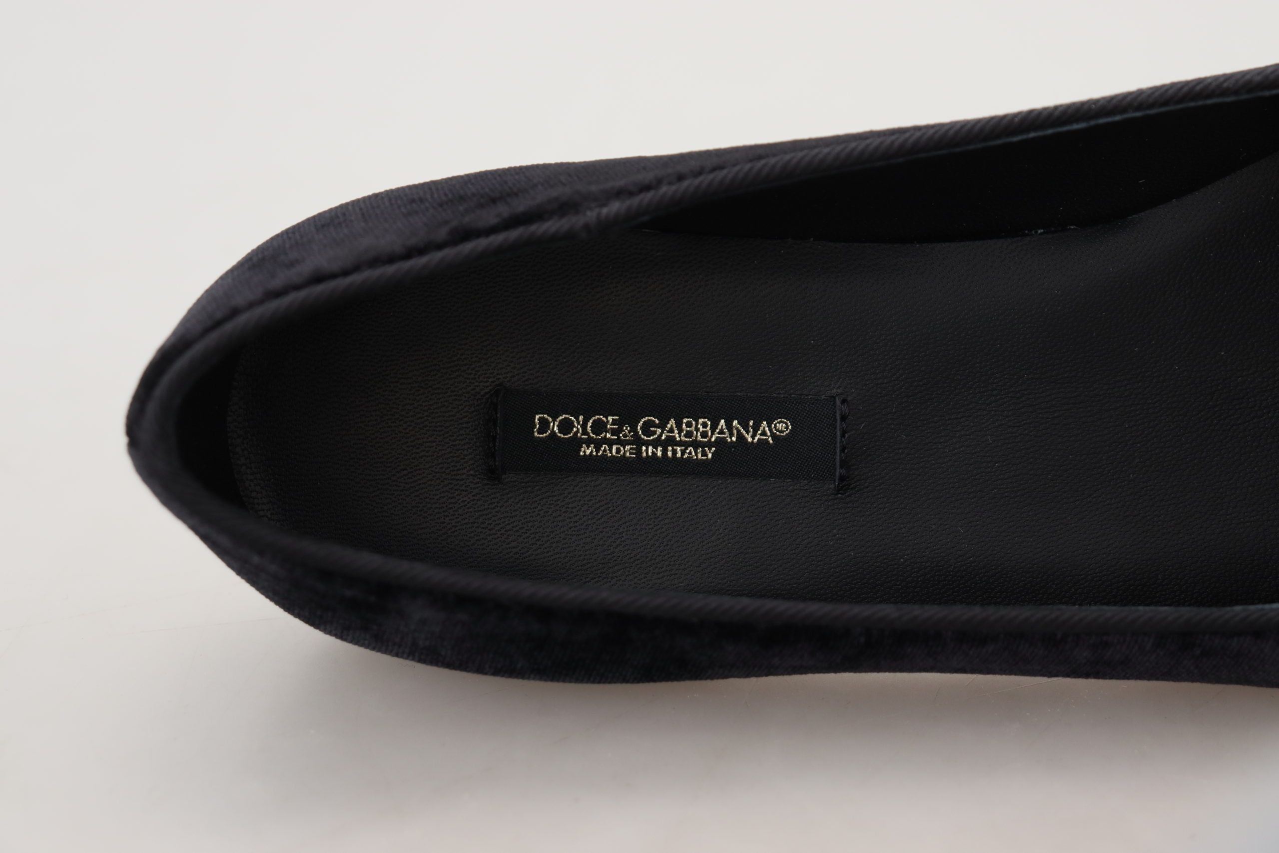 Dolce & Gabbana Black Velvet Slip On Loafers Flats Shoes