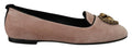 Dolce & Gabbana Pink Velvet Slip-On Loafers Flats Shoes