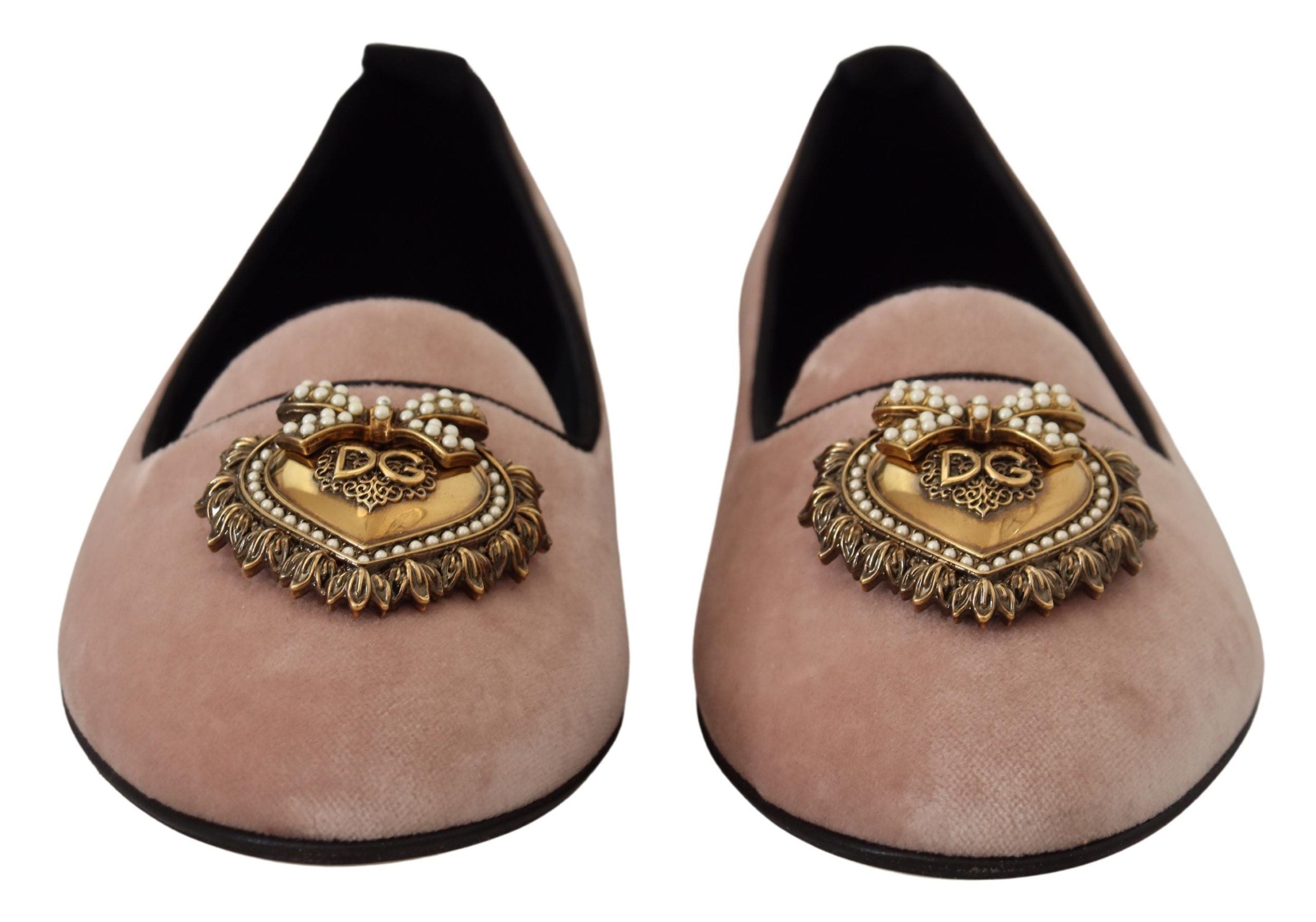 Dolce & Gabbana Pink Velvet Slip-On Loafers Flats Shoes