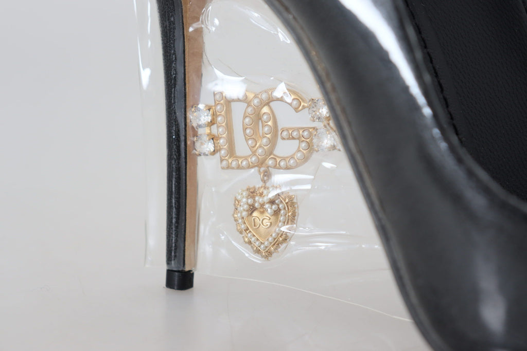 Dolce & Gabbana Schwarze Lederabsätze Pumps Kunststoffummantelte Schuhe