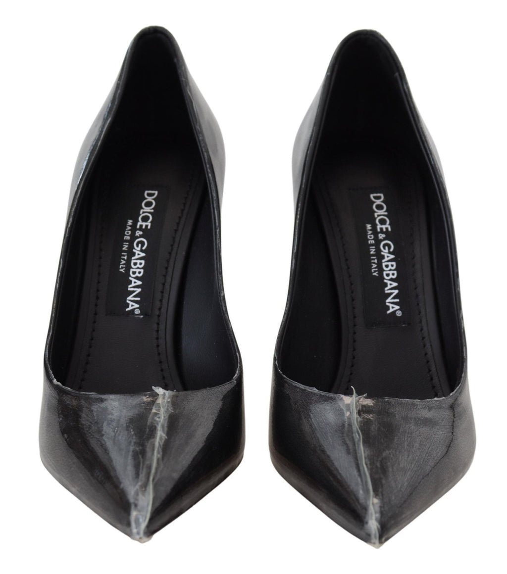 Dolce & Gabbana Schwarze Lederabsätze Pumps Kunststoffummantelte Schuhe
