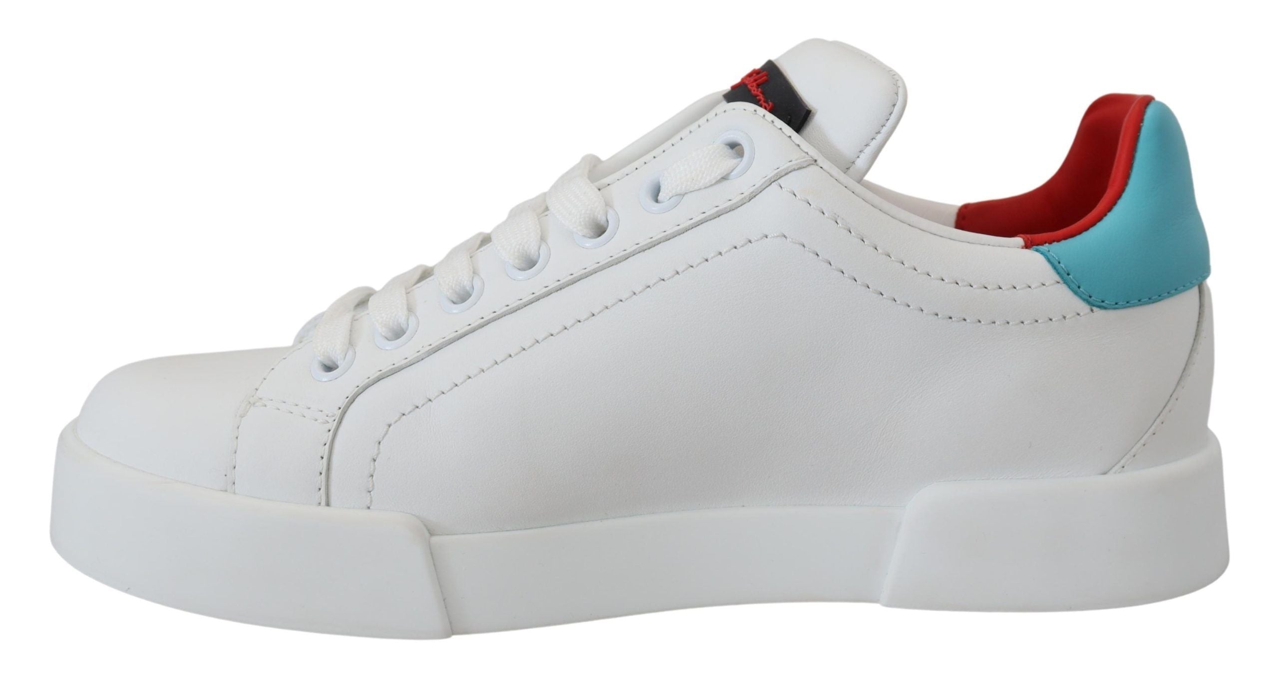 Dolce & Gabbana Weißes Leder Sneaker Portofino Logo Heart Schuhe