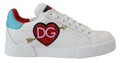 Dolce & Gabbana Weißes Leder Sneaker Portofino Logo Heart Schuhe
