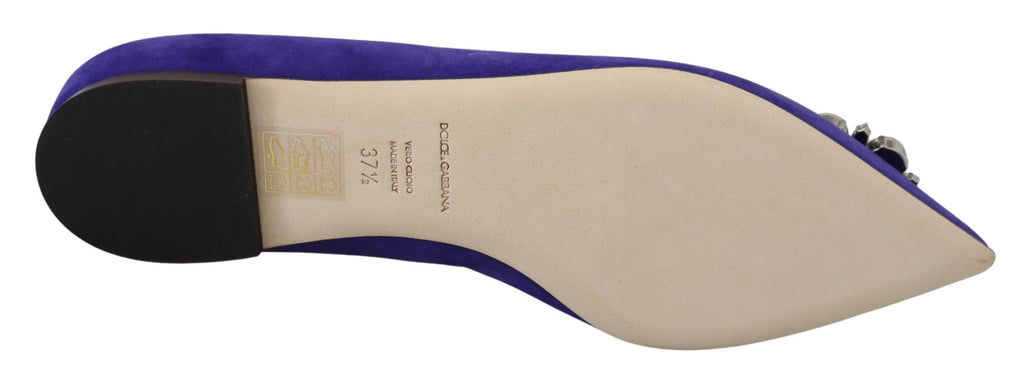 Dolce & Gabbana Lila Wildleder Kristalle Loafers Flats Schuhe