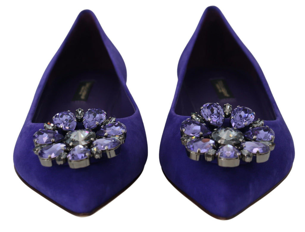 Dolce & Gabbana Lila Wildleder Kristalle Loafers Flats Schuhe