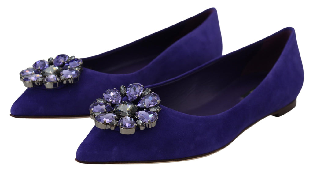 Dolce & Gabbana Lila Wildleder Kristalle Loafers Flats Schuhe