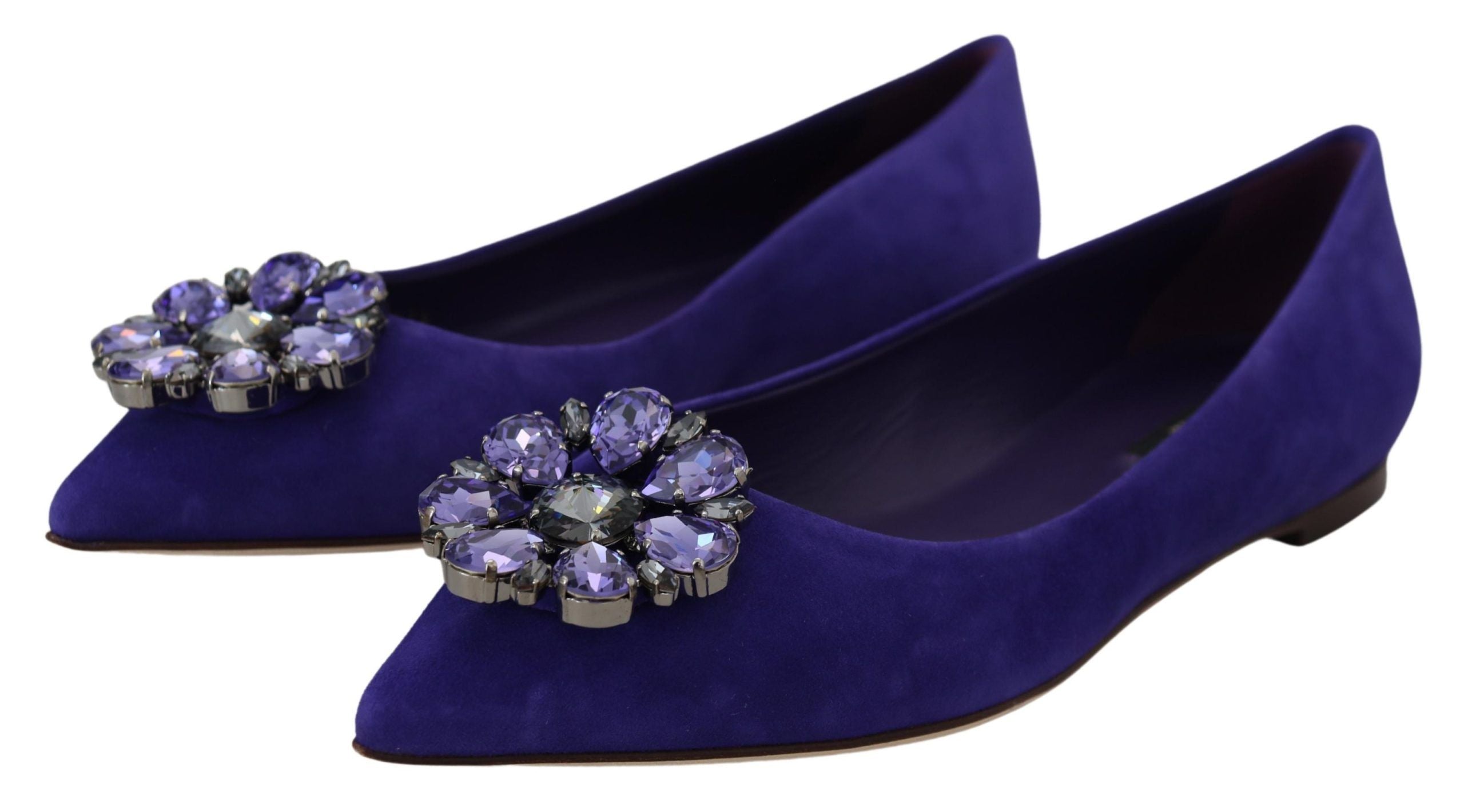 Dolce & Gabbana Lila Wildleder Kristalle Loafers Flats Schuhe