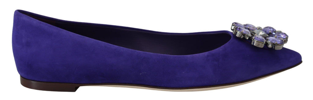 Dolce & Gabbana Lila Wildleder Kristalle Loafers Flats Schuhe