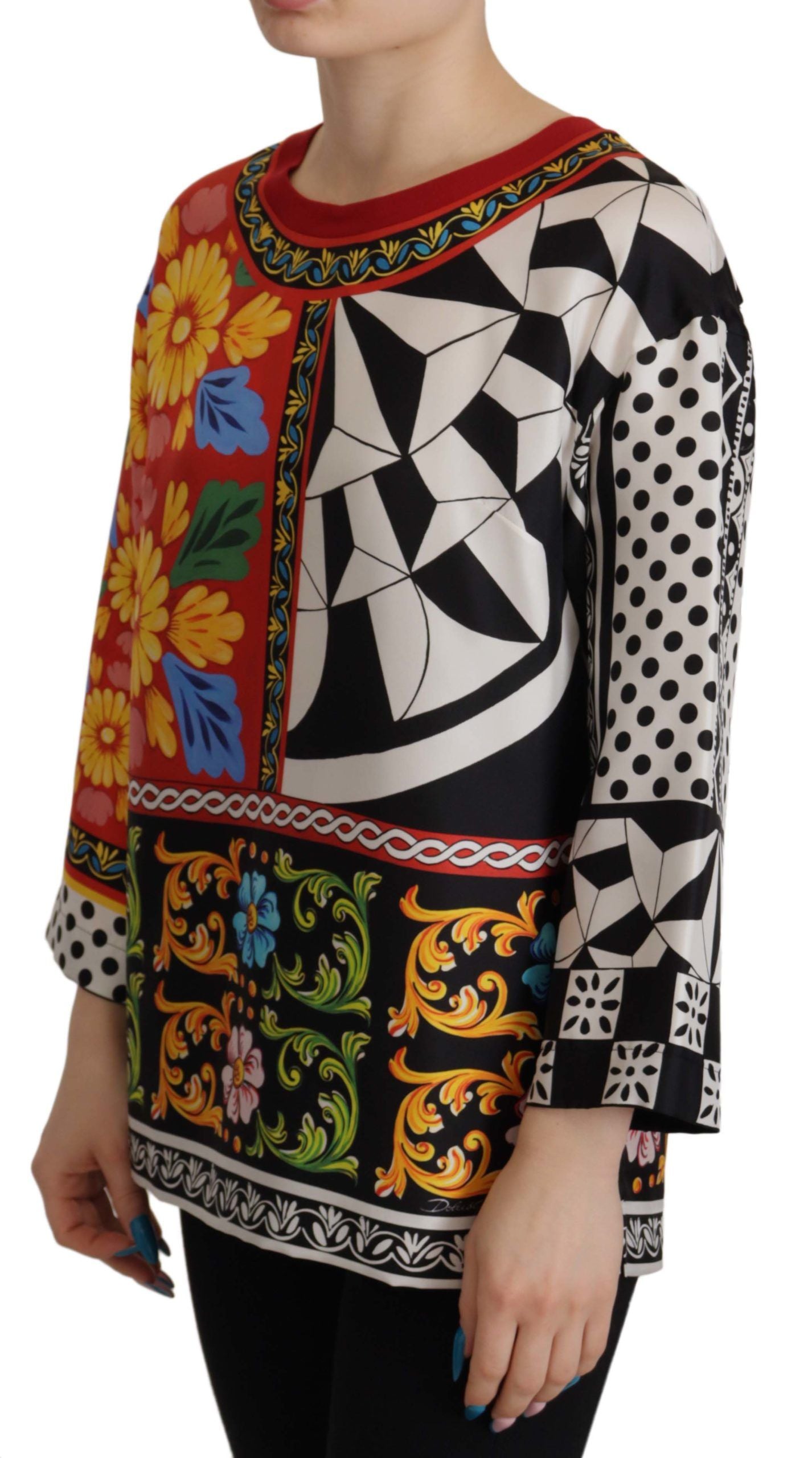 Dolce & Gabbana Multicolor Printed Baroque Loose Long Sleeves